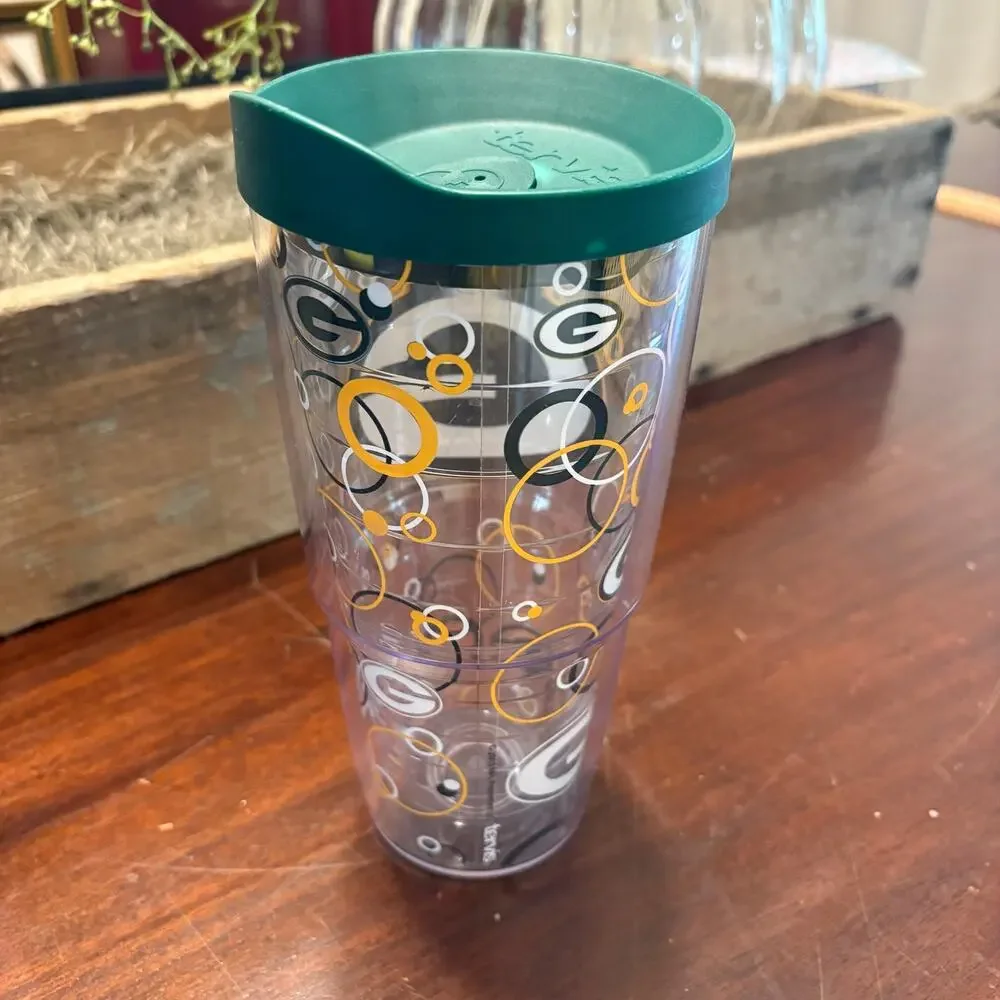 NFL Football, Double Wall, Clear, 24 oz, Travel Cup, Go Pack Go